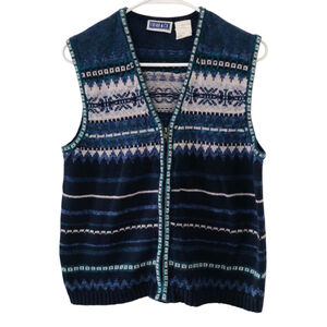 Vintage Erika & Co Vest Size Large Fair isle Nordic Cottagecore